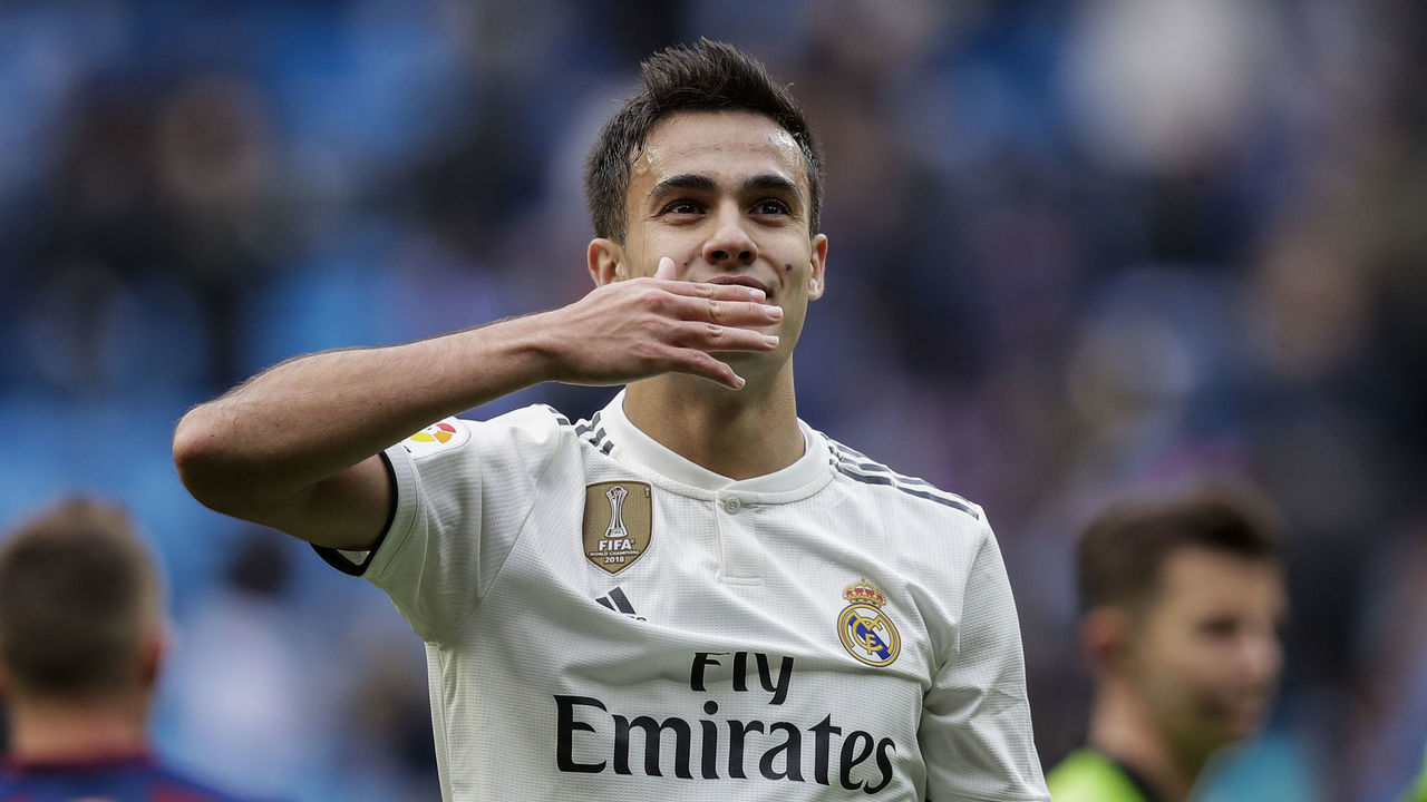 MADRID, SPAIN - APRIL 6: Sergio Reguilon of Real Madrid during the La Liga Santander match between Real Madrid v Eibar at the Santiago Bernabeu on April 6, 2019 in Madrid Spain