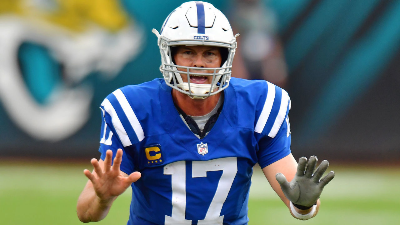 JACKSONVILLE, FLORIDA - SEPTEMBER 13: Philip Rivers #17 of the Indianapolis Colts calls a play during the fourth quarter against the Jacksonville Jaguars at TIAA Bank Field on September 13, 2020 in Jacksonville, Florida.