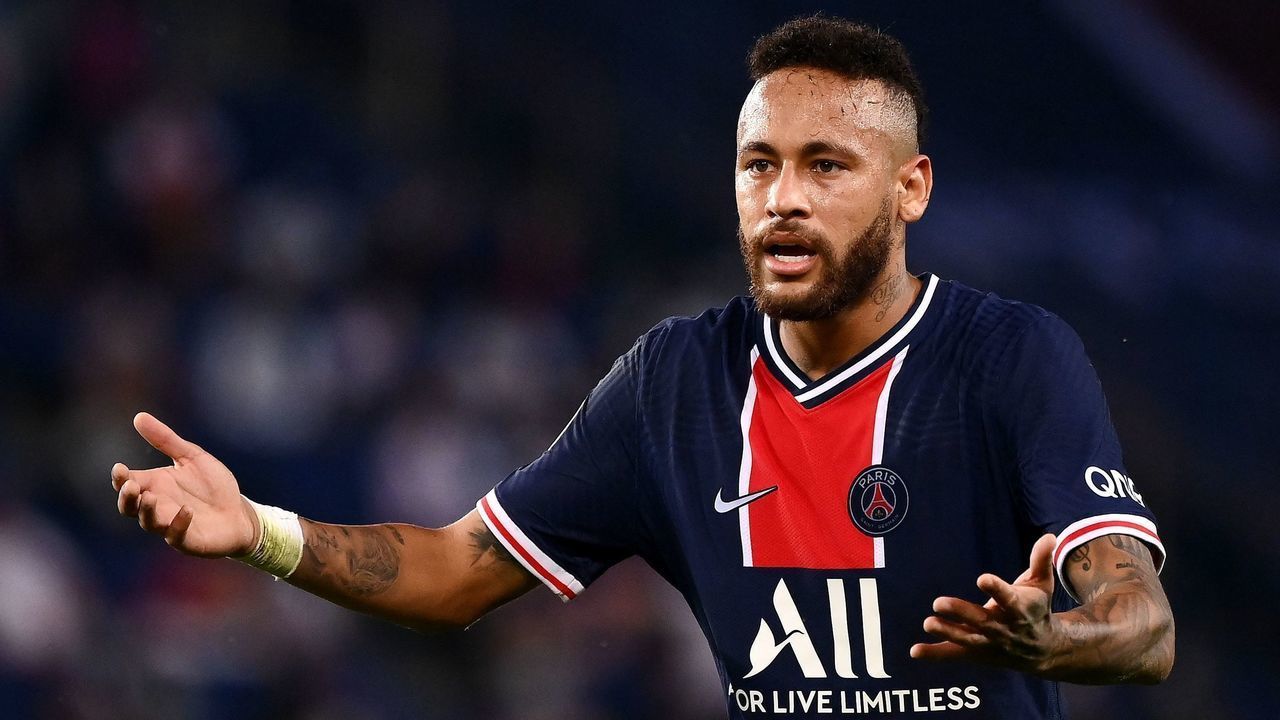 Paris Saint-Germain's Brazilian forward Neymar reacts during the French L1 football match between Paris Saint-Germain (PSG) and Marseille (OM) at the Parc de Princes stadium in Paris on September 13, 2020.