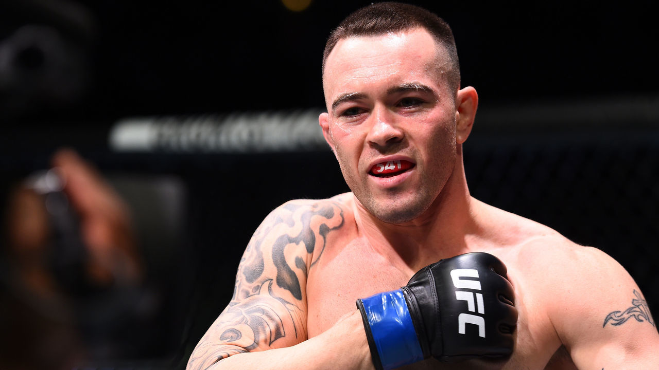 CHICAGO, ILLINOIS - JUNE 09: Colby Covington is introduced in his corner prior to facing Rafael Dos Anjos of Brazil in their interim welterweight title fight during the UFC 225 event at the United Center on June 9, 2018 in Chicago, Illinois.