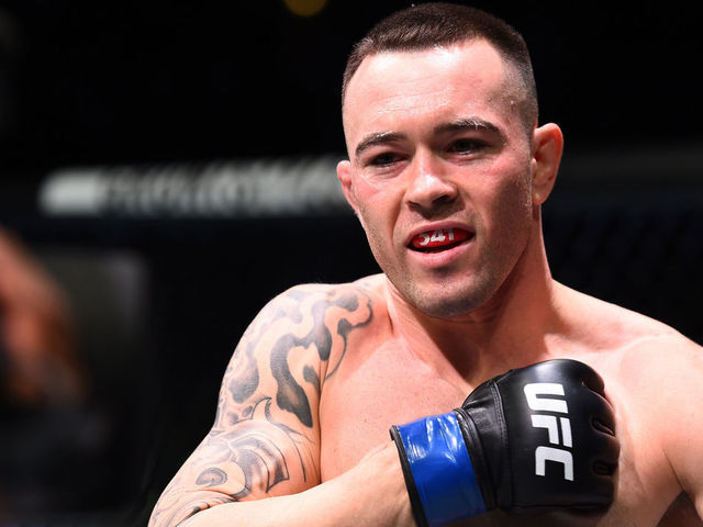 CHICAGO, ILLINOIS - JUNE 09: Colby Covington is introduced in his corner prior to facing Rafael Dos Anjos of Brazil in their interim welterweight title fight during the UFC 225 event at the United Center on June 9, 2018 in Chicago, Illinois.