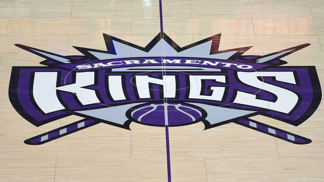 SACRAMENTO, CA - DECEMBER 15: A detailed view of the Sacramento Kings logo at center court at Sleep Train Arena during an NBA basketeball game between the Houston Rockets and Sacramento Kings on December 15, 2015 in Sacramento, California.