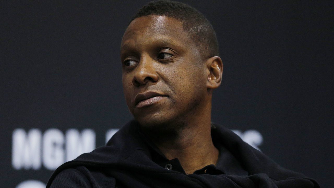 LAS VEGAS, NEVADA - JULY 10: President Masai Ujiri of the Toronto Raptors looks on during the game between the Chicago Bulls and the Charlotte Hornets during the 2019 Summer League at the Cox Pavilion on July 10, 2019 in Las Vegas, Nevada.