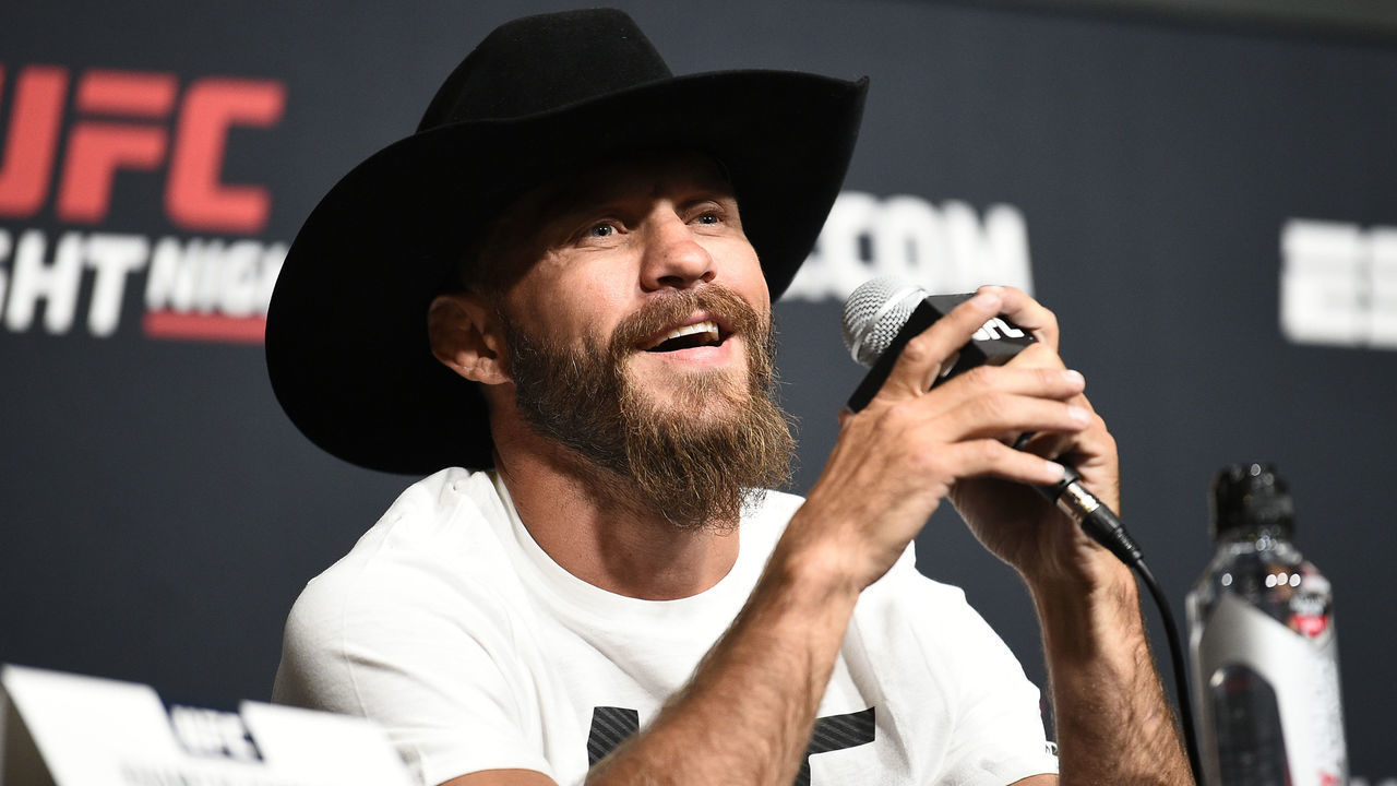 LAS VEGAS, NEVADA - SEPTEMBER 17: Donald Cerrone interacts with media during the UFC Fight Night press conference at UFC APEX on September 17, 2020 in Las Vegas, Nevada.