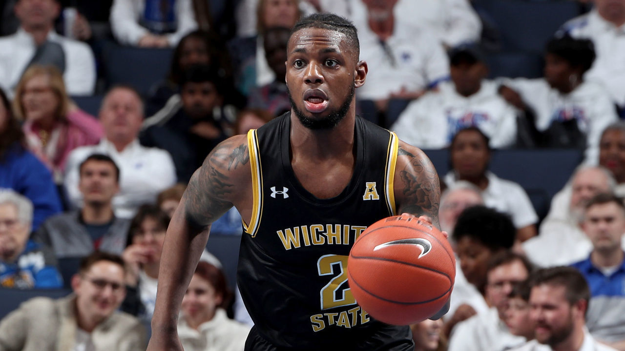 MEMPHIS, TN - MARCH 05: Jamarius Burton #2 of the Wichita State Shockers dribbles the ball up court against the Memphis Tigers during a game on March 5, 2020 at FedExForum in Memphis, Tennessee. Memphis defeated Wichita State 68-60. "n