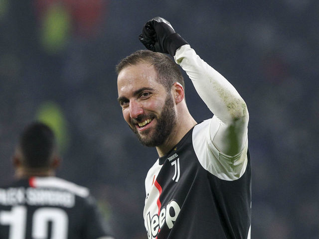 Gonzalo Higuain of Juventus FC celebrates after scoring during the Italy Cup football match between Juventus FC and Udinese Calcio at Allianz Stadium on January 15, 2010 in Turin, Italy. Juventus won 4-0 over Udinese.