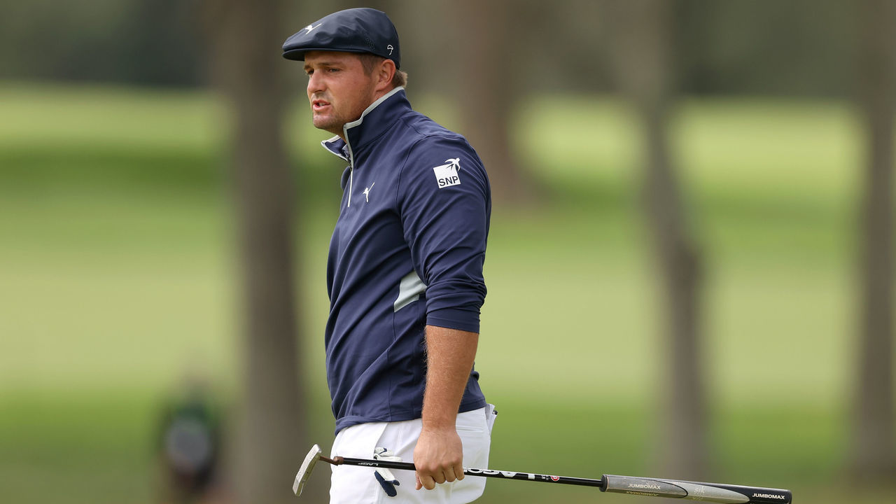 MAMARONECK, NEW YORK - SEPTEMBER 18: Bryson DeChambeau of the United States looks on from the second green during the second round of the 120th U.S. Open Championship on September 18, 2020 at Winged Foot Golf Club in Mamaroneck, New York.