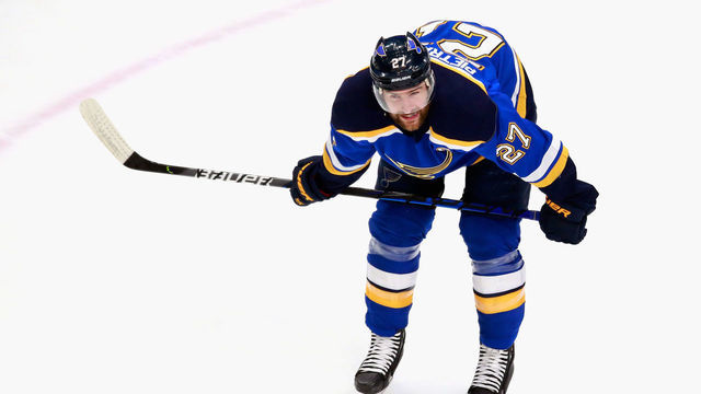EDMONTON, ALBERTA - AUGUST 19: Alex Pietrangelo #27 of the St. Louis Blues skates in warm-ups prior to the game against the Vancouver Canucks in Game Five of the Western Conference First Round during the 2020 NHL Stanley Cup Playoffs at Rogers Place on August 19, 2020 in Edmonton, Alberta, Canada.