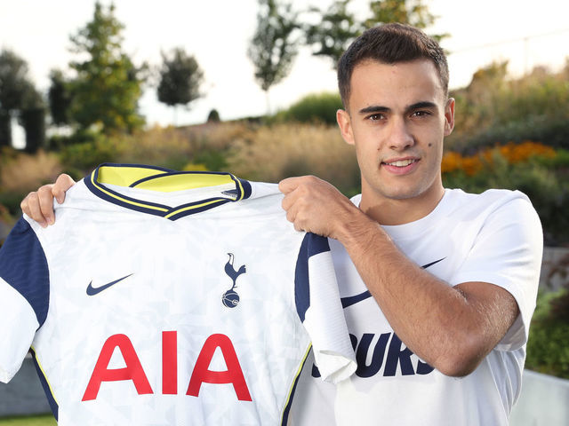 ENFIELD, ENGLAND - SEPTEMBER 18: New Spurs signing Sergio Reguilon poses for a portrait as he is unveiled on September 18, 2020 in Enfield, England.