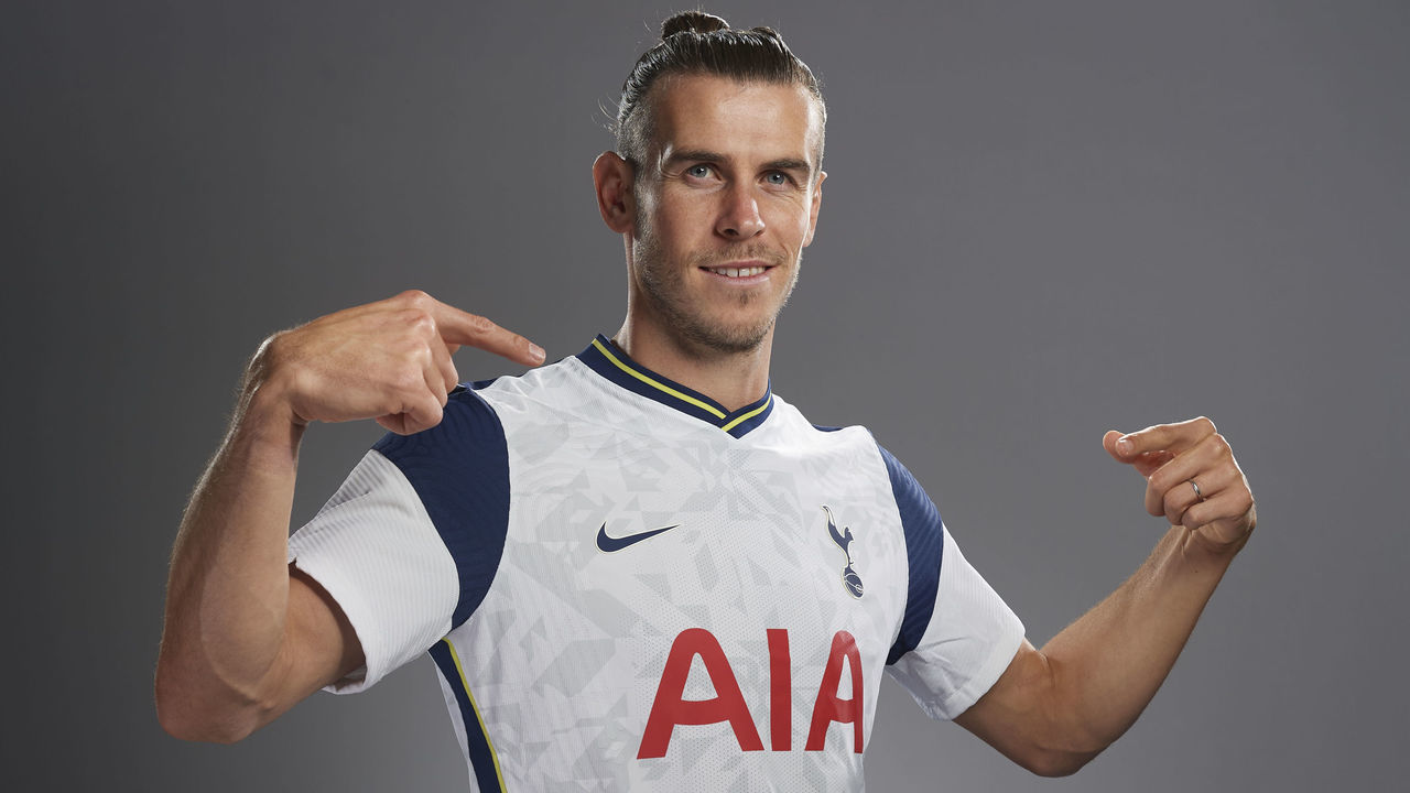ENFIELD, ENGLAND - SEPTEMBER 18: New Spurs signing Gareth Bale poses for a portrait as he is unveiled on September 18, 2020 in Enfield, England.