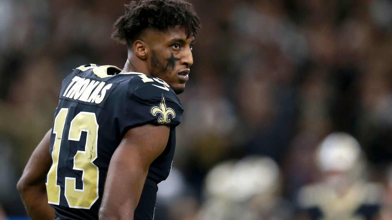 NEW ORLEANS, LOUISIANA - NOVEMBER 24: Michael Thomas #13 of the New Orleans Saints in stands on the field during a NFL game against the Carolina Panthers at the Mercedes Benz Superdome on November 24, 2019 in New Orleans, Louisiana.