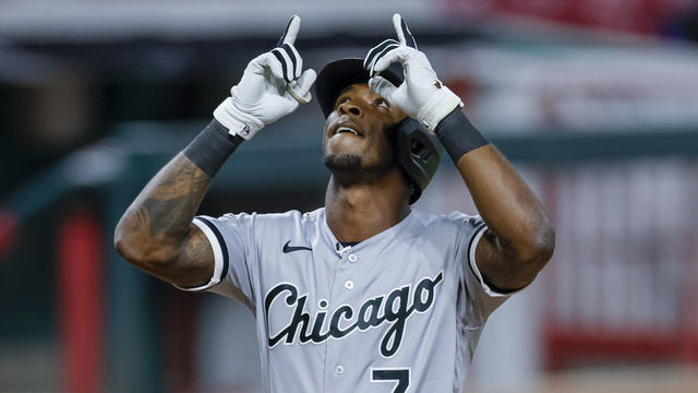 CINCINNATI, OH - SEPTEMBER 19: Tim Anderson #7 of the Chicago White Sox reacts while crossing home plate after a home run during the game against the Cincinnati Reds at Great American Ball Park on September 19, 2020 in Cincinnati, Ohio.