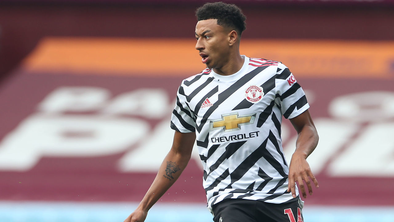 BIRMINGHAM, ENGLAND - SEPTEMBER 12: Jesse Lingard of Manchester United in action during a pre-season friendly match between Aston Villa and Manchester United at Villa Park on September 12, 2020 in Birmingham, England.