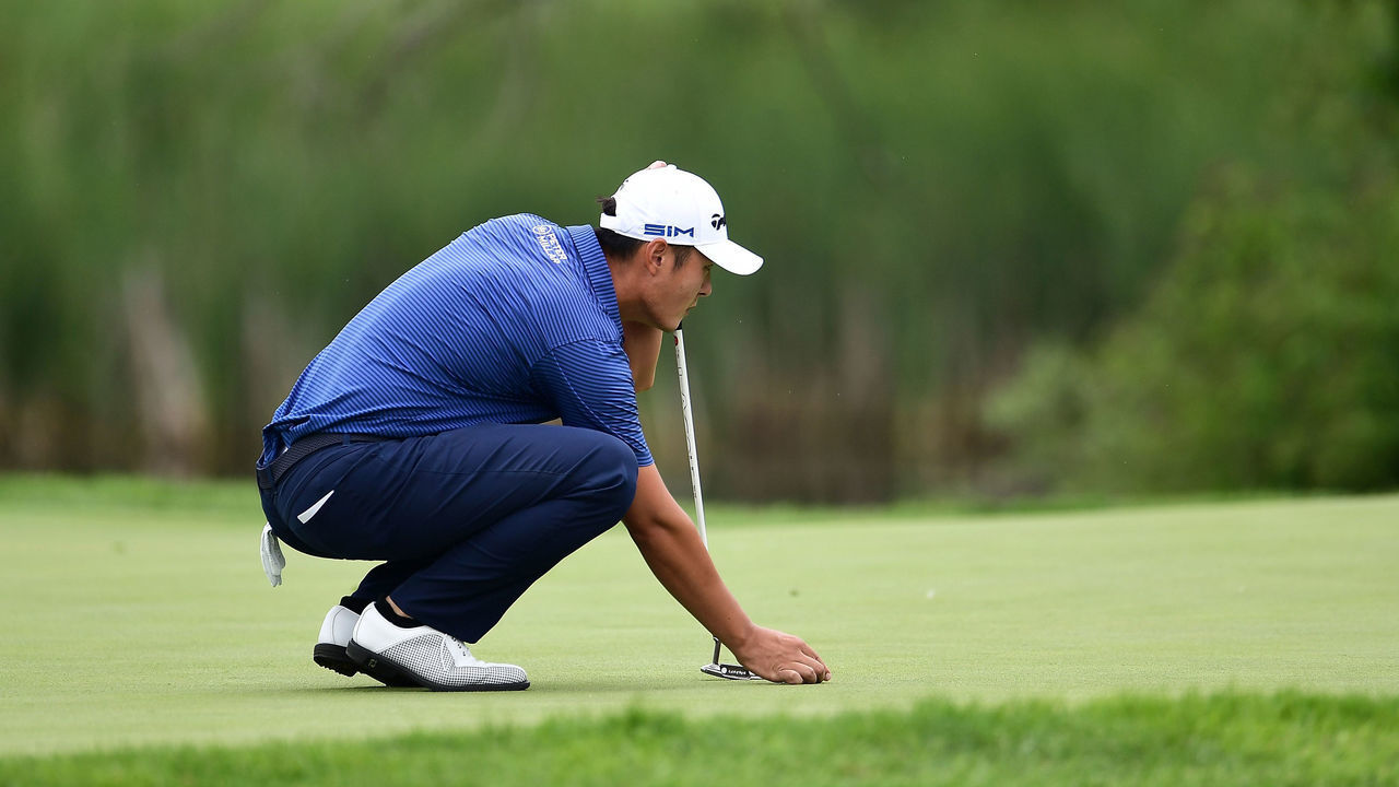 BLAINE, MINNESOTA - JULY 25: Danny Lee of New Zealand looks over a putt on the first green during the third round of the 3M Open on July 25, 2020 at TPC Twin Cities in Blaine, Minnesota.