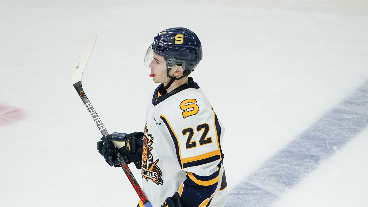 QUEBEC CITY, QC - OCTOBER 26: Mavrik Bourque #22 of the Shawinigan Cataractes skates during his QMJHL hockey game at the Videotron Center on October 26, 2019 in Quebec City, Quebec, Canada.