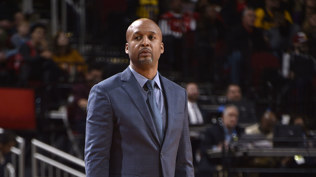 HOUSTON, TX - JANUARY 19: Assistant Coach Brian Shaw of the Los Angeles Lakers looks on during the game against the Houston Rockets on January 19, 2019 at the Toyota Center in Houston, Texas. NOTE TO USER: User expressly acknowledges and agrees that, by downloading and/or using this photograph, user is consenting to the terms and conditions of the Getty Images License Agreement. Mandatory Copyright Notice: Copyright 2019 NBAE