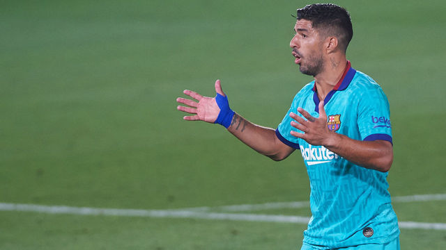 Luis Suarez of FC Barcelona reacts during the la La Liga Santander mach between Villarreal and FC Barcelona at La Ceramica Stadium, on July 5, 2020 in Vila-real, Spain