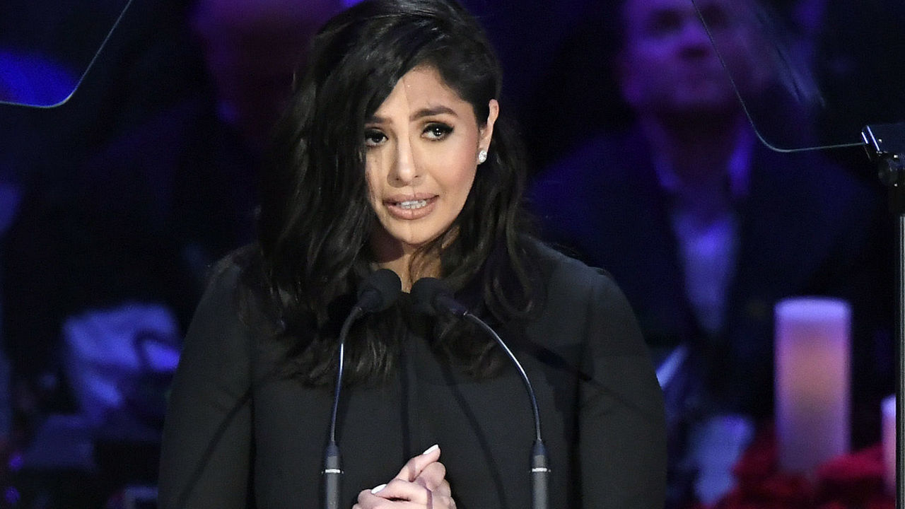 LOS ANGELES, CALIFORNIA - FEBRUARY 24: Vanessa Bryant speaks during The Celebration of Life for Kobe & Gianna Bryant at Staples Center on February 24, 2020 in Los Angeles, California.