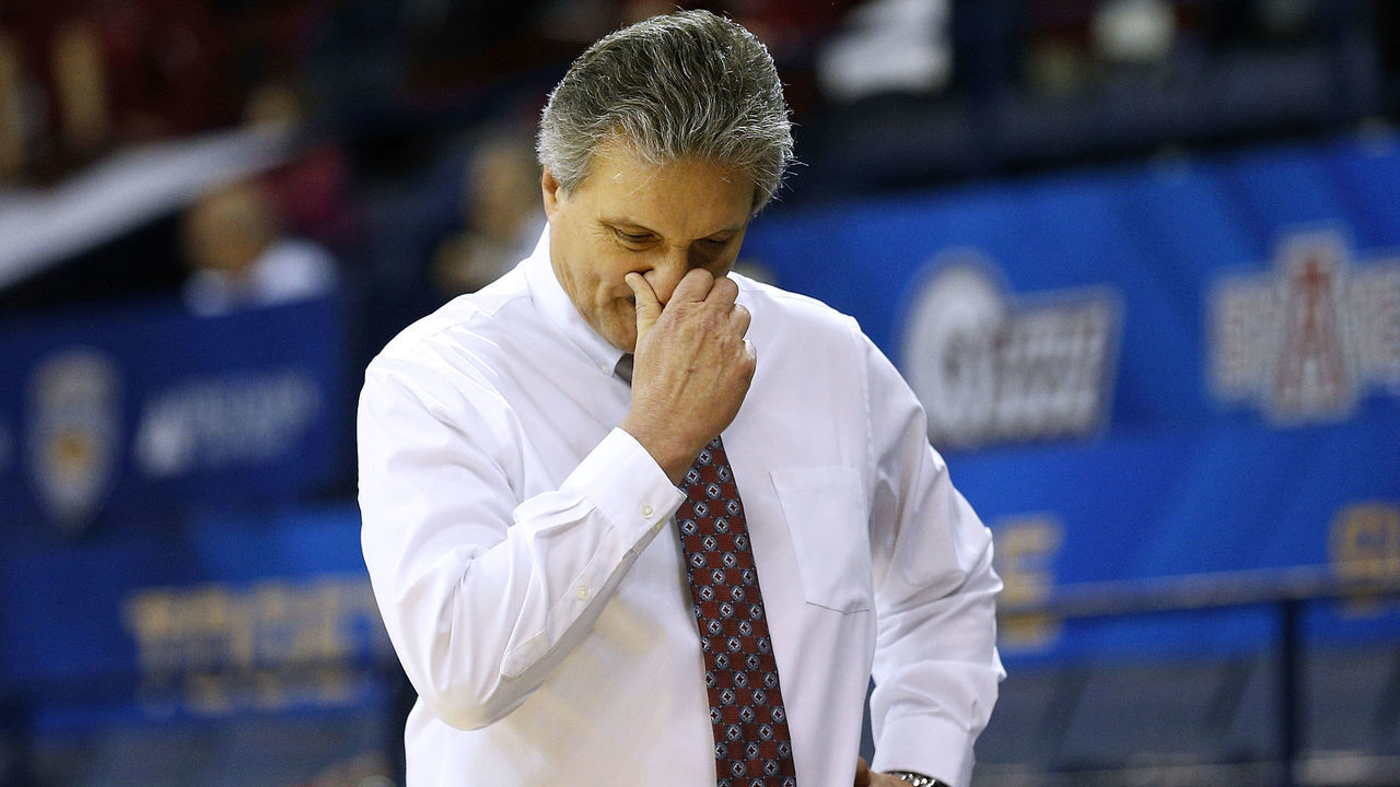 NEW ORLEANS, LA - MARCH 12: Head coach Danny Kaspar of the Texas State Bobcats reacts during the second half of a game against the Troy Trojans in the final round of the Sun Belt Basketball Tournament at UNO Lakefront Arena on March 12, 2017 in New Orleans, Louisiana.