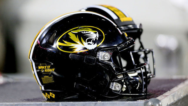 ATHENS, GA - NOVEMBER 09: Mizzou helmets on the bench during the college football game between the Georgia Bulldogs and the Missouri Tigers on November 9, 2019 at Sanford Stadium in Athens, GA.