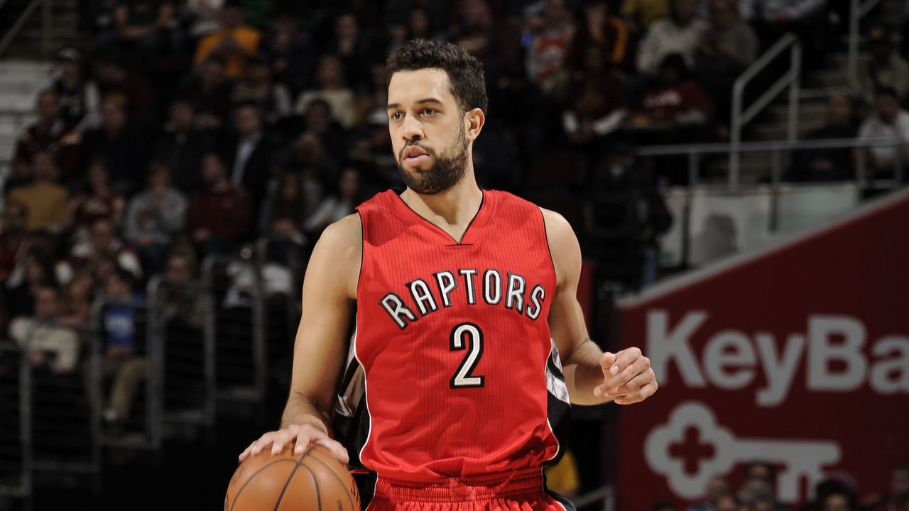 CLEVELAND, OH - DECEMBER 9: Landry Fields #2 of the Toronto Raptors handles the ball against the Cleveland Cavaliers during the game on December 9, 2014 at Quicken Loans Arena in Cleveland, Ohio. NOTE TO USER: User expressly acknowledges and agrees that, by downloading and/or using this Photograph, user is consenting to the terms and conditions of the Getty Images License Agreement. Mandatory Copyright Notice: Copyright 2014 NBAE