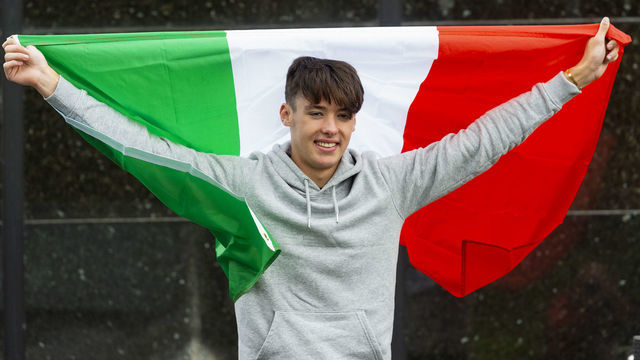 GLASGOW, SCOTLAND - SEPTEMBER 09: Hearts' Aaron Hickey is pictured as he departs for Italy ahead of a move to Bologna, at Glasgow Airport, on September 09, 2020, in Glasgow, Scotland
