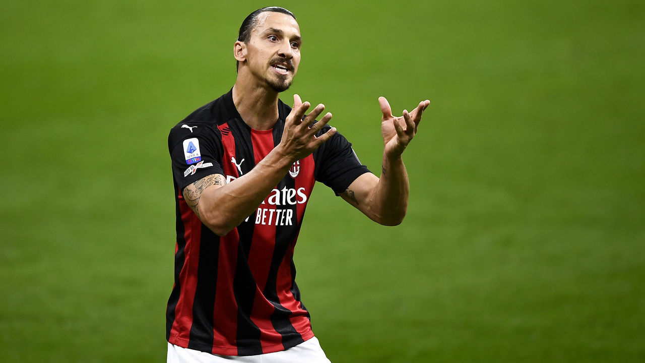 STADIO GIUSEPPE MEAZZA, MILAN, ITALY - 2020/09/21: Zlatan Ibrahimovic of AC Milan reacts during the Serie A football match between AC Milan and Bologna FC. AC Milan won 2-0 over Bologna FC.