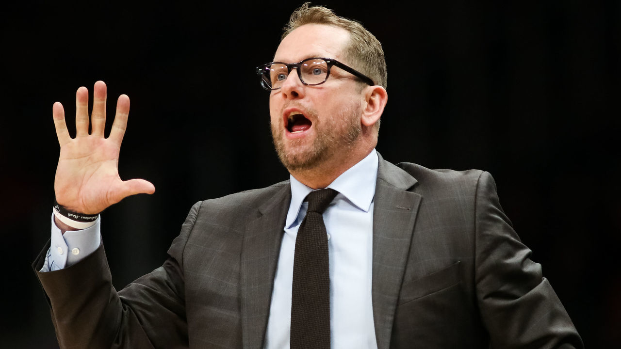 ATLANTA, GA - NOVEMBER 23: Toronto Raptors head coach Nick Nurse reacts during the game against the Atlanta Hawks at State Farm Arena on November 23, 2019 in Atlanta, Georgia.