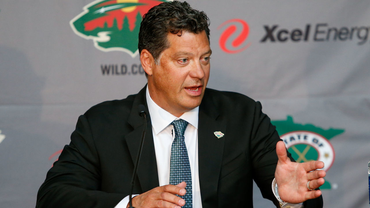 ST. PAUL, MN - AUGUST 22: Minnesota Wild general manager Bill Guerin speaks with the media at a press conference announcing his position at Xcel Energy Center on August 22, 2019 in St. Paul, Minnesota.