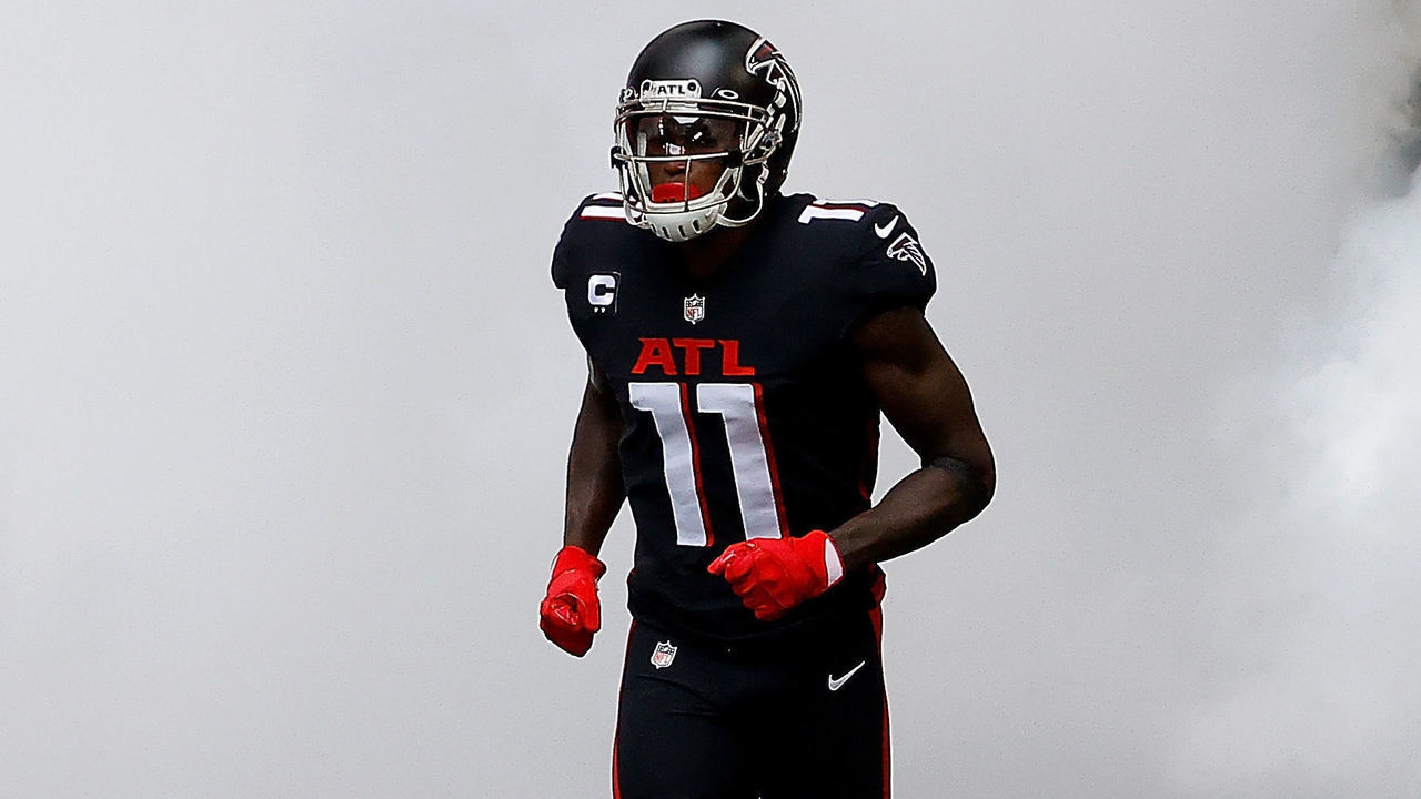 ATLANTA, GEORGIA - SEPTEMBER 13: Julio Jones #11 of the Atlanta Falcons runs out on the field during player introductions prior to facing the Seattle Seahawks at Mercedes-Benz Stadium on September 13, 2020 in Atlanta, Georgia.