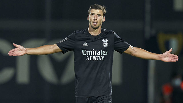VILA NOVA DE FAMALICAO, PORTUGAL - SEPTEMBER 18: Ruben Dias of SL Benfica reacts during the Liga NOS match between FC Famalicao and SL Benfica at Estadio Municipal 22 de Junho on September 18, 2020 in Vila Nova de Famalicao, Portugal.