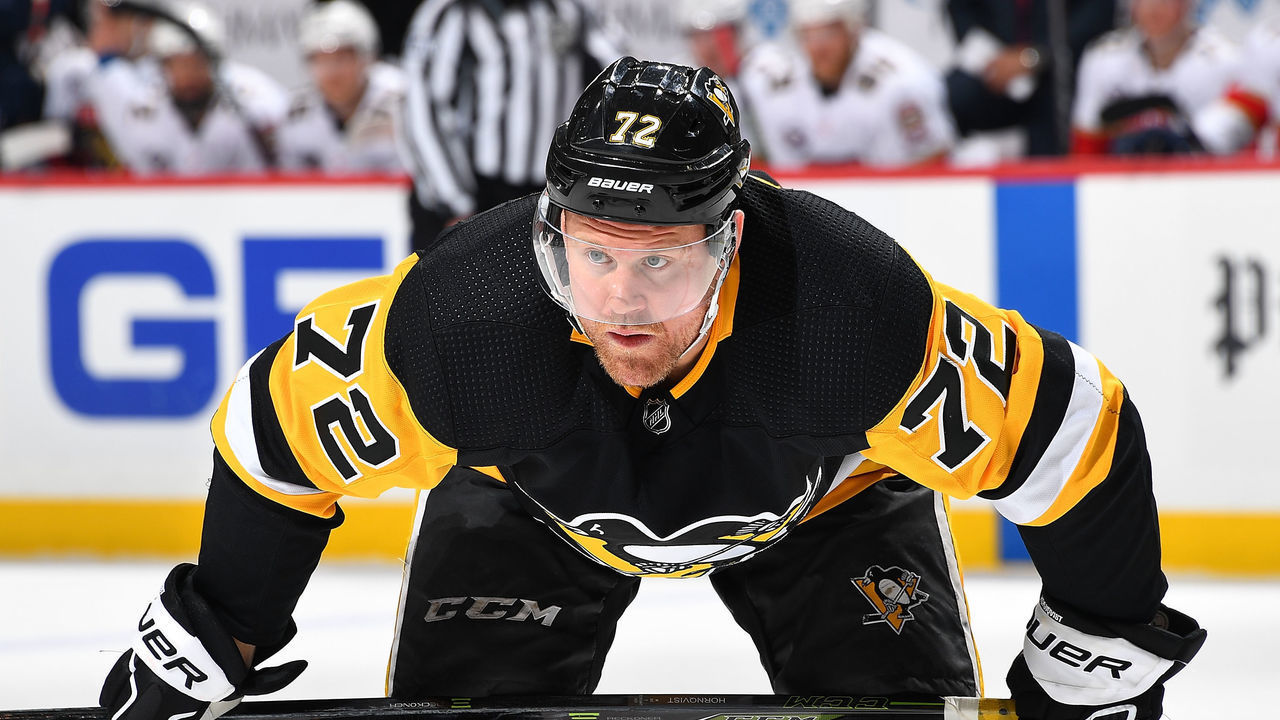 PITTSBURGH, PA - MARCH 05: Patric Hornqvist #72 of the Pittsburgh Penguins skates against the Florida Panthers at PPG Paints Arena on March 5, 2019 in Pittsburgh, Pennsylvania.