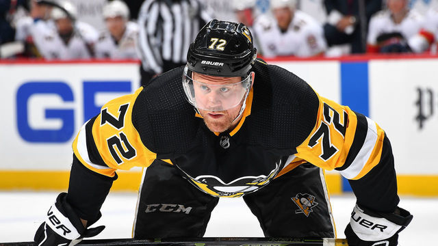 PITTSBURGH, PA - MARCH 05: Patric Hornqvist #72 of the Pittsburgh Penguins skates against the Florida Panthers at PPG Paints Arena on March 5, 2019 in Pittsburgh, Pennsylvania.