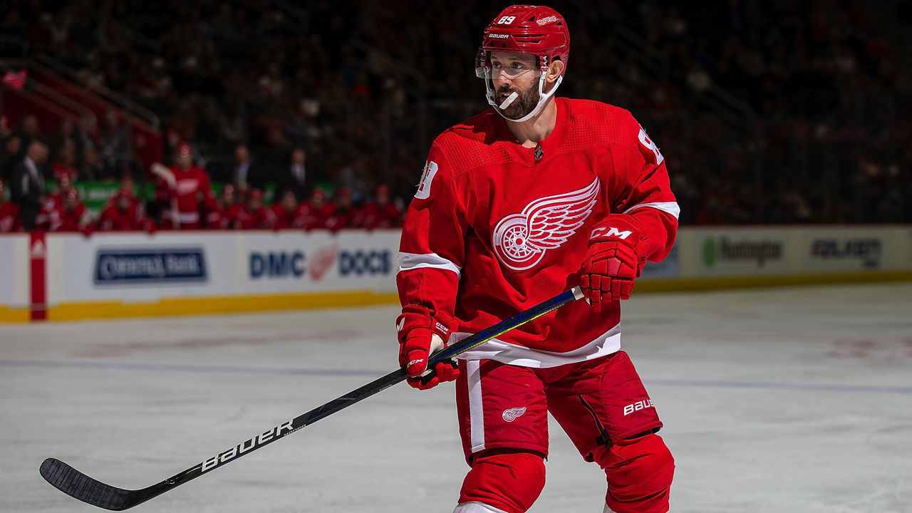 DETROIT, MI - MARCH 08: Sam Gagner #89 of the Detroit Red Wings follows the play against the Tampa Bay Lightning during an NHL game at Little Caesars Arena on March 8, 2020 in Detroit, Michigan. Detroit defeated Tampa Bay 5-4 in a shootout.