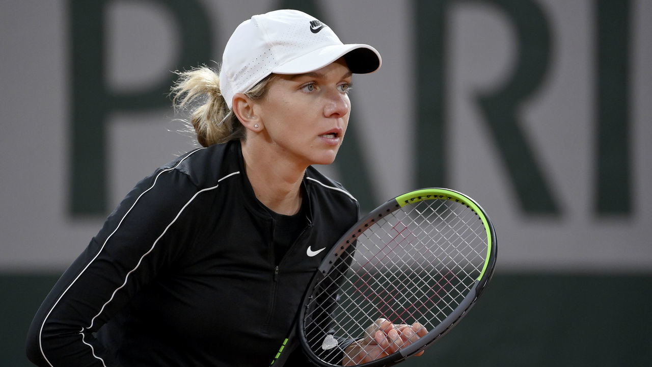 PARIS, FRANCE - SEPTEMBER 25: Simona Halep of Romania in action during a training session at Roland Garros on September 25, 2020 in Paris, France.