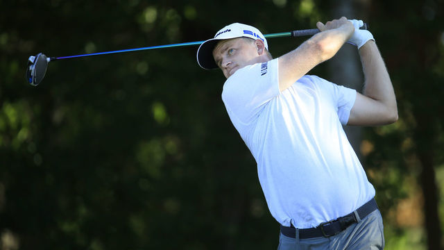 PUNTA CANA, DOMINICAN REPUBLIC - SEPTEMBER 26: Adam Long plays his shot from the 15th tee during the third round of the Corales Puntacana Resort & Club Championship on September 26, 2020 in Punta Cana, Dominican Republic.