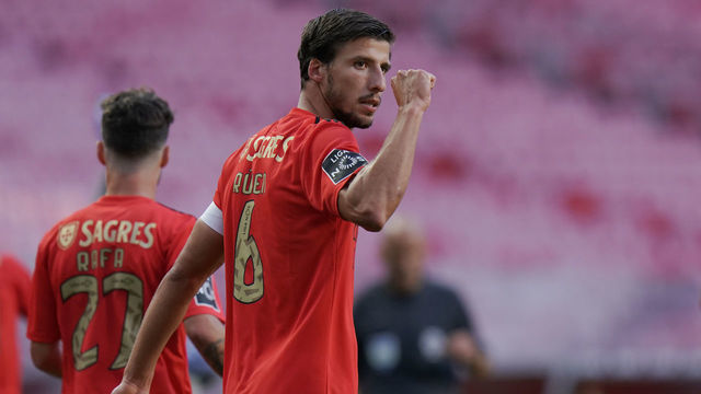 LISBON, PORTUGAL - SEPTEMBER 26: Ruben Dias of SL Benfica celebrates after scoring a goal during the Liga NOS match between SL Benfica and Moreirense FC at Estadio da Luz on September 26, 2020 in Lisbon, Portugal.