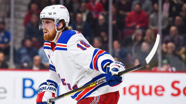 MONTREAL, QC - FEBRUARY 27: New York Rangers defenceman Marc Staal (18) tracks the play during the New York Rangers versus the Montreal Canadiens game on February 27, 2020, at Bell Centre in Montreal, QC