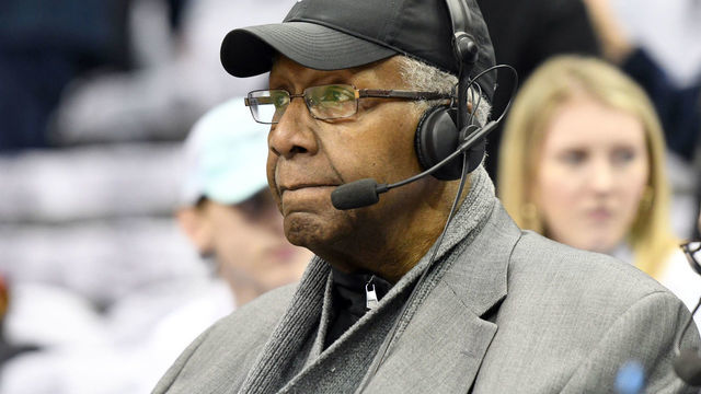 WASHINGTON, DC - FEBRUARY 09: Former Georgetown Hoyas head coach John Thompson Jr. on the air before a college basketball game between the Georgetown Hoyas and the Butler Bulldogs at the Capital One Arena on February 9, 2019 in Washington, DC.