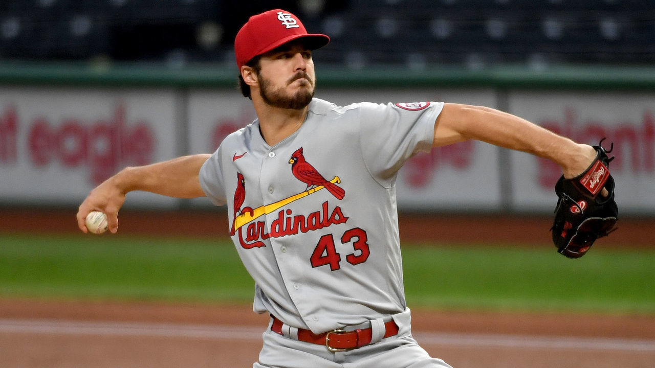 PITTSBURGH, PA - SEPTEMBER 17: Dakota Hudson #43 of the St. Louis Cardinals delivers a pitch in the first inning during the game against the Pittsburgh Pirates at PNC Park on September 17, 2020 in Pittsburgh, Pennsylvania.