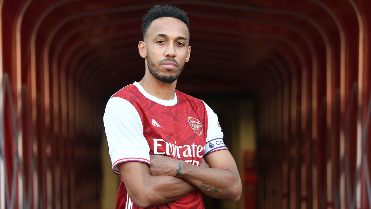 LONDON, ENGLAND - SEPTEMBER 15: Arsenal announce a new contract for Pierre-Emerick Aubameyang on September 15, 2020 in London, England.