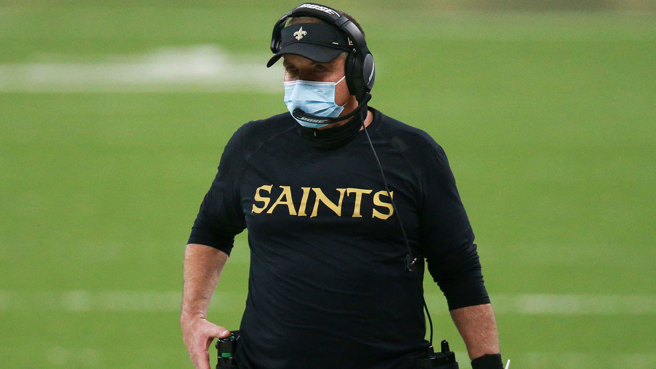 NEW ORLEANS, LOUISIANA - SEPTEMBER 27: Head coach Sean Payton of the New Orleans Saints reacts against the Green Bay Packers during the first half at Mercedes-Benz Superdome on September 27, 2020 in New Orleans, Louisiana.
