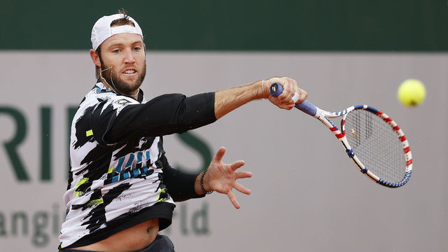PARIS, FRANCE - SEPTEMBER 28: Jack Sock of The United States of America plays a forehand during his Men's Singles first round match against Reilly Opelka of the United States on day two of the 2020 French Open at Roland Garros on September 28, 2020 in Paris, France.