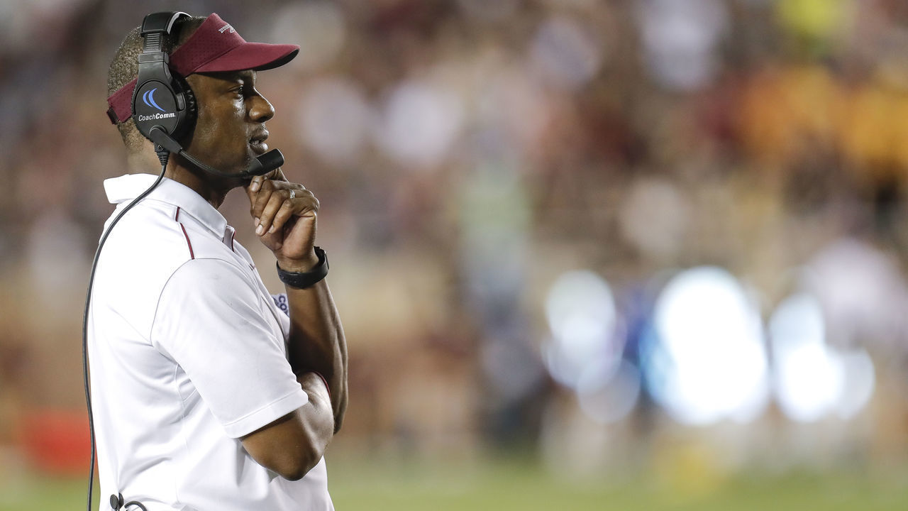 TALLAHASSEE, FL - SEPTEMBER 28: Head Coach Willie Taggart of the Florida State Seminoles on the sidelines during the game against the North Carolina State Wolfpack at Doak Campbell Stadium on Bobby Bowden Field on September 28, 2019 in Tallahassee, Florida. The Seminoles defeated the Wolfpack 31 to 13.