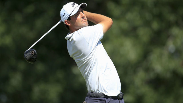 OLYMPIA FIELDS, ILLINOIS - AUGUST 28: Scottie Scheffler of the United States plays his shot from the 15th tee during the second round of the BMW Championship on the North Course at Olympia Fields Country Club on August 28, 2020 in Olympia Fields, Illinois.