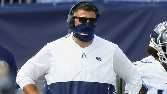 NASHVILLE, TENNESSEE - SEPTEMBER 20: Head coach Mike Vrabel of the Tennessee Titans watches from the sideline during the first half of a game against the Jacksonville Jaguars at Nissan Stadium on September 20, 2020 in Nashville, Tennessee.