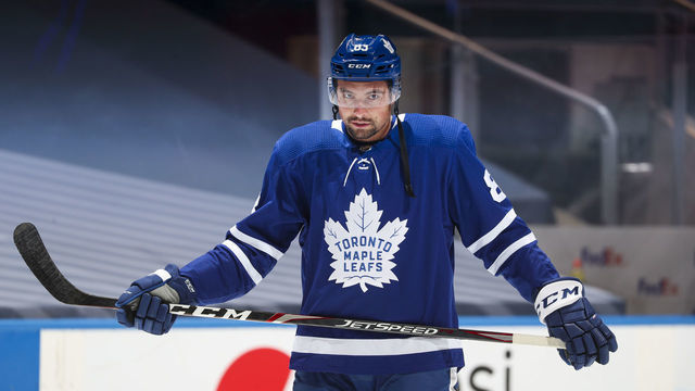 TORONTO, ONTARIO - AUGUST 02: Cody Ceci #83 of the Toronto Maple Leafs warms up before facing the Columbus Blue Jackets in Game One of the Eastern Conference Qualification Round at Scotiabank Arena on August 02, 2020 in Toronto, Ontario.
