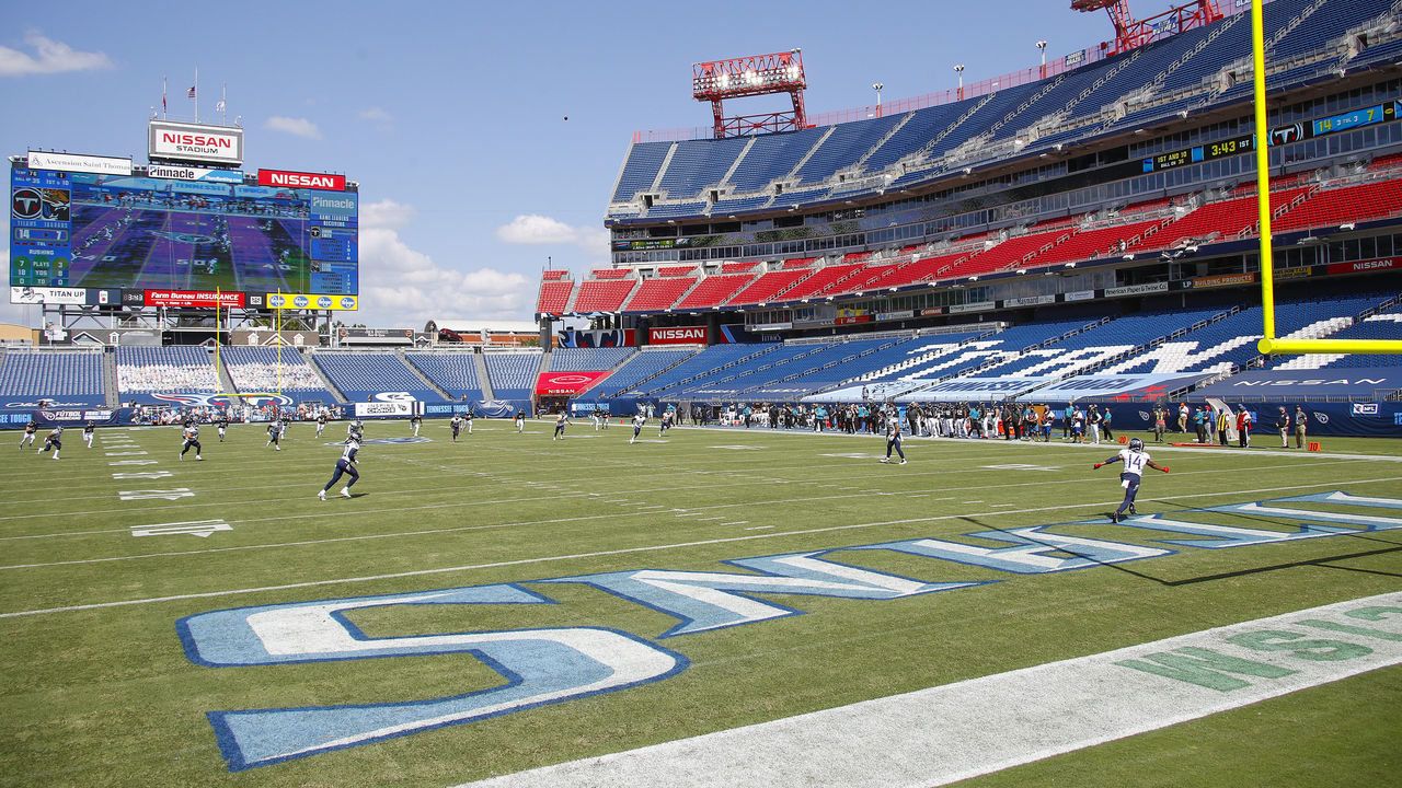 NASHVILLE, TENNESSEE - SEPTEMBER 20: A wide view of the interior of Nissan Stadium during a game between the Tennessee Titans victory over the Jacksonville Jaguars on September 20, 2020 in Nashville, Tennessee. Fans were not allowed to attend due to Corona virus precautions.