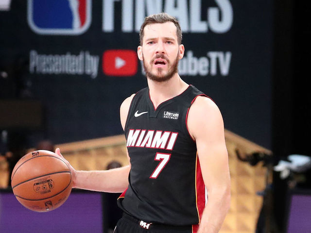 ORLANDO, FL - SEPTEMBER 30: Goran Dragic #7 of the Miami Heat handles the ball during the game against the Los Angeles Lakers during Game One of the NBA Finals on September 30, 2020 at The AdventHealth Arena at ESPN Wide World Of Sports Complex in Orlando, Florida. NOTE TO USER: User expressly acknowledges and agrees that, by downloading and/or using this Photograph, user is consenting to the terms and conditions of the Getty Images License Agreement. Mandatory Copyright Notice: Copyright 2020 NBAE