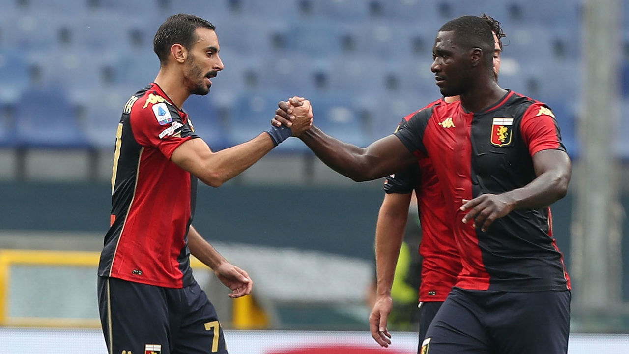 GENOA, ITALY - SEPTEMBER 20: Davide Zappacosta of Genoa CFC celebrates after scoring a goal during the Serie A match between Genoa CFC and FC Crotone at Stadio Luigi Ferraris on September 20, 2020 in Genoa, Italy.
